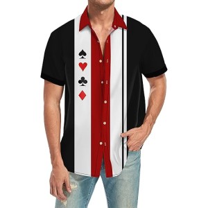 Ecosunny Hawaiian Shirts for Men Short Sleeve Printed Bowling Casual Button Down Collar Beach Shirt 