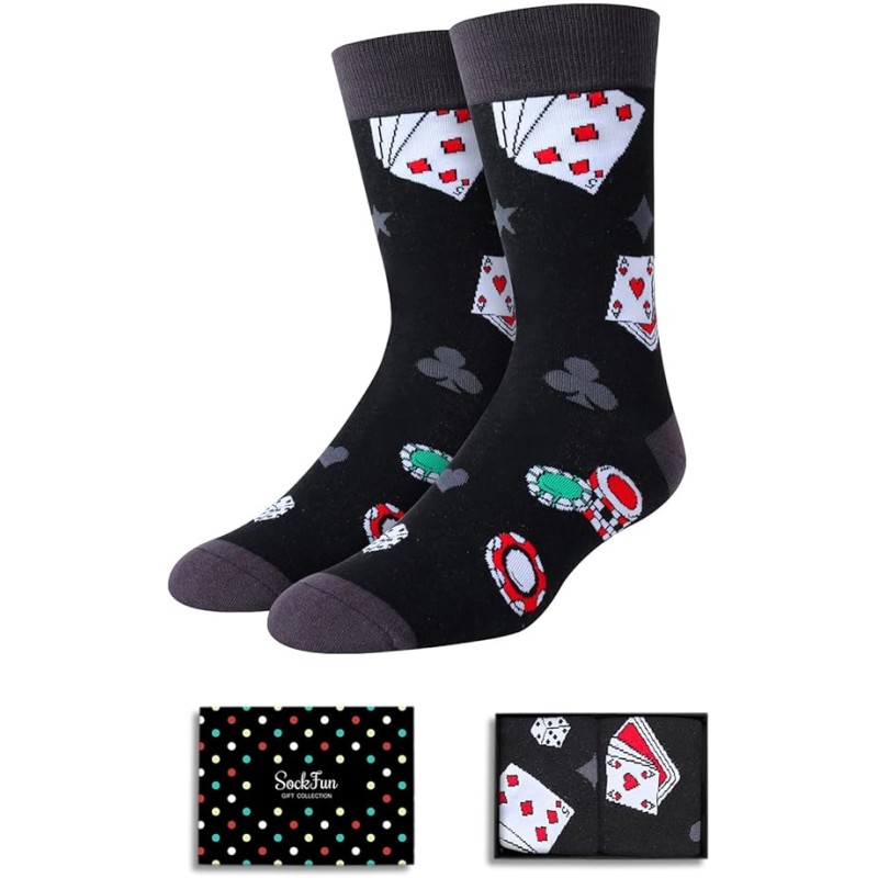 sockfun Funny Gifts Men, Gifts for Musicians & Music Lovers, Poker Drum Socks
