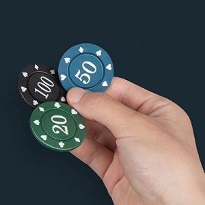 Poker Chips,Denomination Poker Chips Set with Black Velvet Pouch Bag,Plastic Learning Counters Disks and Learning Math Counting Chips,Game Night Party Supplies(100pcs) 