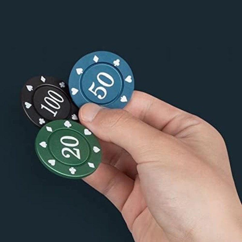 Poker Chips,Denomination Poker Chips Set with Black Velvet Pouch Bag,Plastic Learning Counters Disks and Learning Math Counting Chips,Game Night Party Supplies(100pcs) 