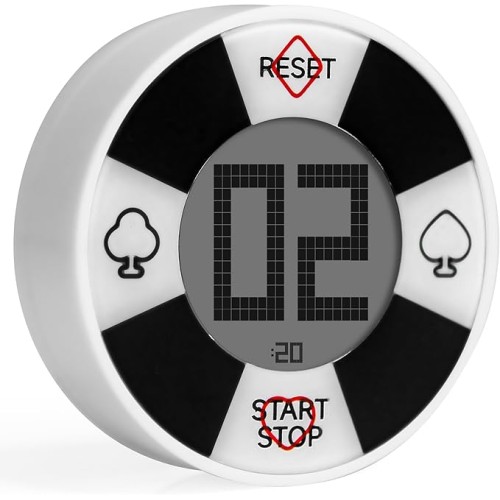 Poker Dealer button with Timer - Complete The poker chips set! Texas hold em digital shot clock game timer. Poker accessory for Poker table and games night. Great gift or Poker decor.