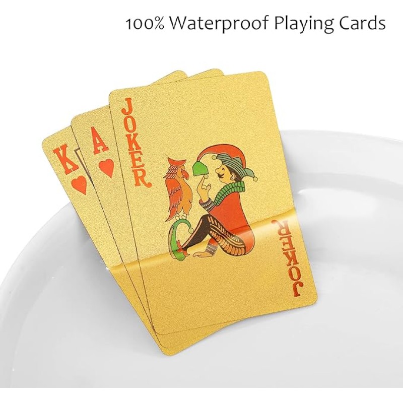 Gold Waterproof Playing Cards - Poker Deck for Parties and Games 