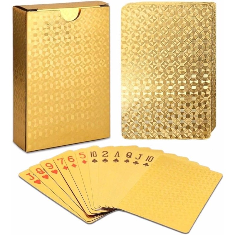 Gold Waterproof Playing Cards - Poker Deck for Parties and Games 